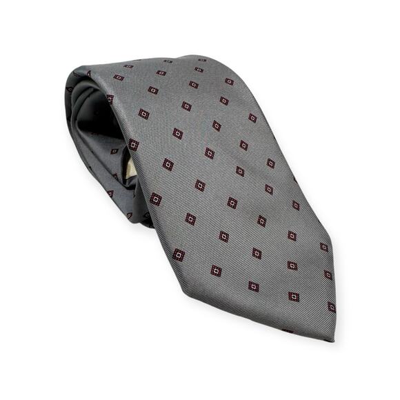 Neil Martin Italian Silk Tie Silver Grey Checkered Accessory One Size - Picture 3 of 10